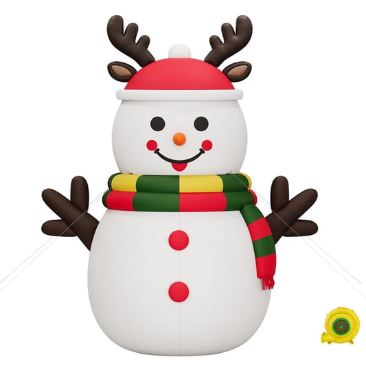 LUXOAK Inflatable Snowman with Blower for Outdoor Christmas Yard Decor, Blow Up Snowman, 420D Oxford Fabric, Stakes for Lawn, Party