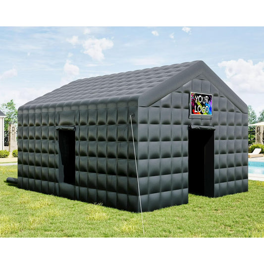 LUXOAK 20x16x14 FT Large Black Inflatable Night Club Tent for Adults with 2 Side Doors, Inflatable Nightclub with Logo Area Gazebo Event House for Wedding Birthday Backyard Party