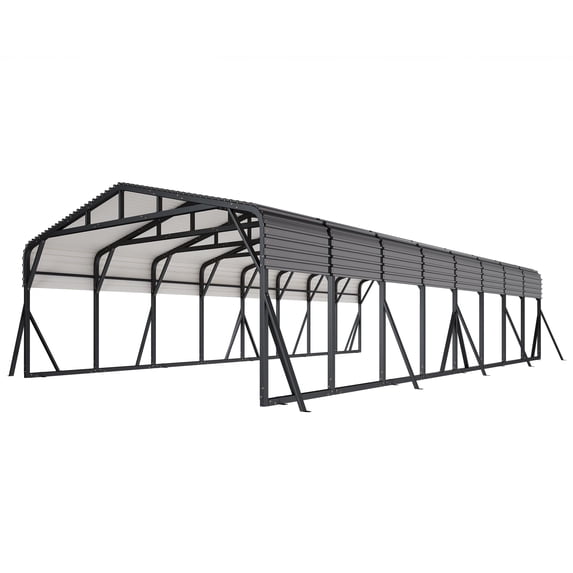 LUXOAK 20x40 ft Heavy Duty Metal Carport for Multiple Vehicles, All-Weather Car Canopy with Galvanized Steel Roof, Full-Sized Pickups and Tractors