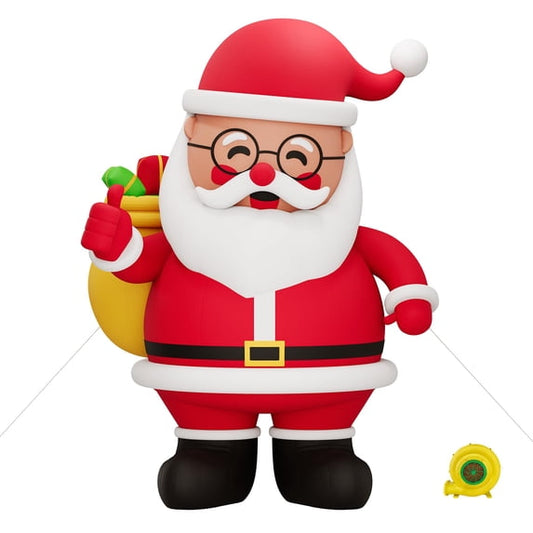 LUXOAK Inflatable Santa Claus with Blower for Outdoor Christmas Yard Decor, 420D Oxford Fabric, Stakes for Lawn, Garden, Party