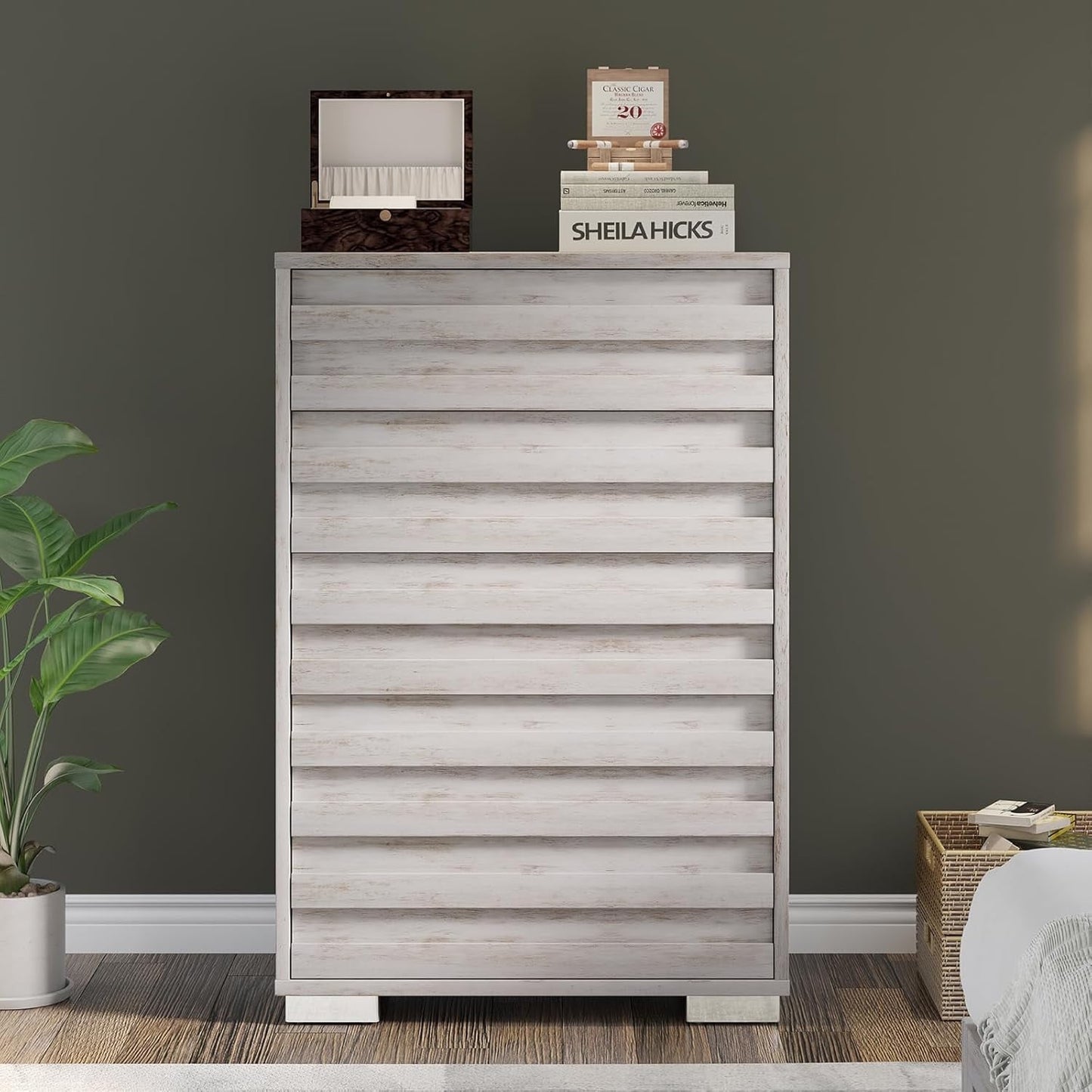 LUXOAK 5 Drawers Dresser for Bedroom, 54" Wide Chest with Slat Handle