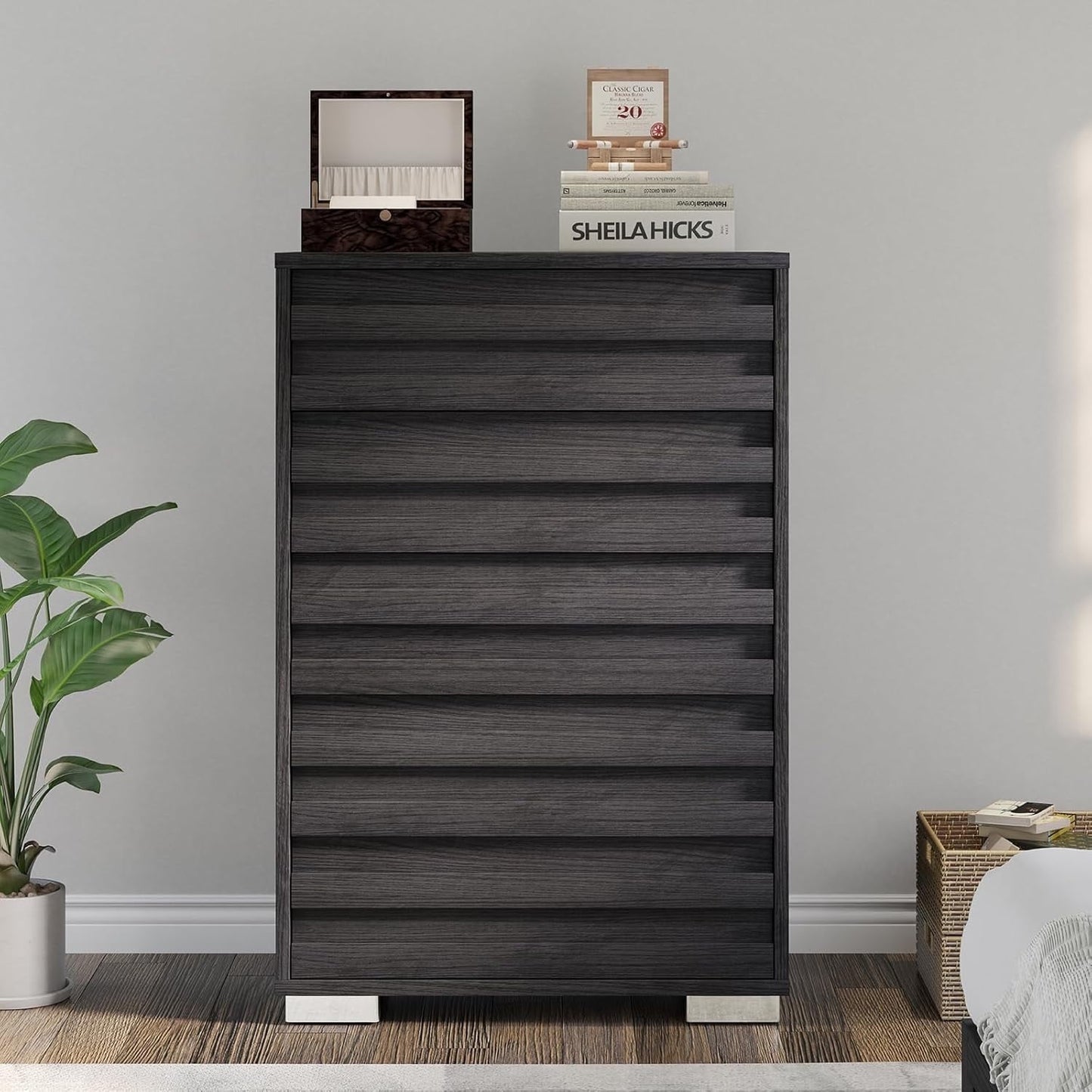 LUXOAK 5 Drawers Dresser for Bedroom, 54" Wide Chest with Slat Handle