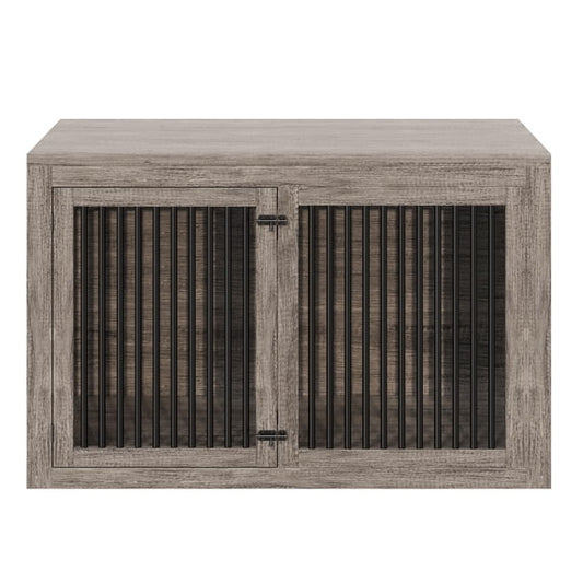 LUXOAK Corner Dog Crate Furniture with Storage and Divider, Grey