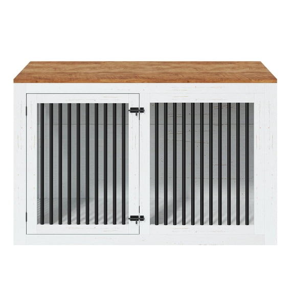 LUXOAK Large 3-in-1 Corner Dog Crate Furniture with Storage and Divider
