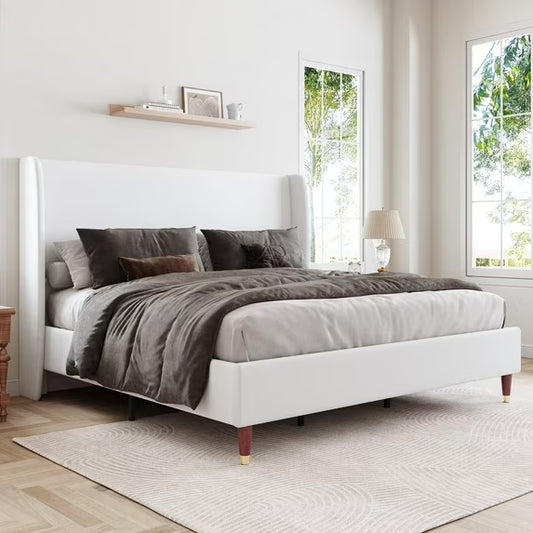 Merluxy 51.2" Bed Frame with High Headboard, Upholstered Bed