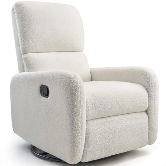 MERLUXY Recliner Chair Swivel Rocking Chair, Nursery Glider with High Back for Living Room, Comfy Upholstered Modern Rocker Reclining Single Sofa