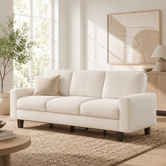 Merluxy 74.8" 3 Seater Sofa with 22" Deep Seat, Couch for Living Room, Full Metal Support, for Bedroom & Apartment