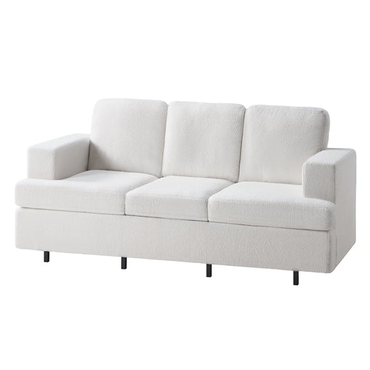Merluxy Adult 3 Seater Sofa for Living Room,Thick Armrest and Cushion,Sherpa Upholstered