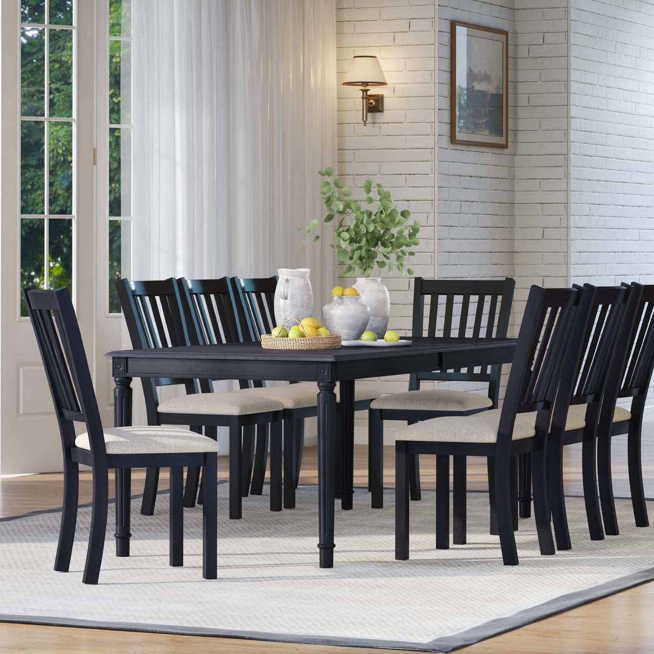 Merluxy Dining Chairs Set of 8 Grey Upholstered with Curved Backrest
