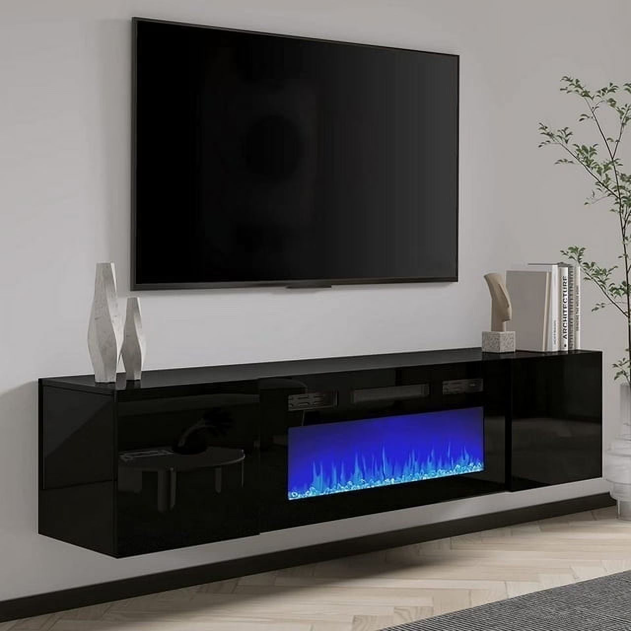 Merluxy Floating TV Stand with Electric Fireplace