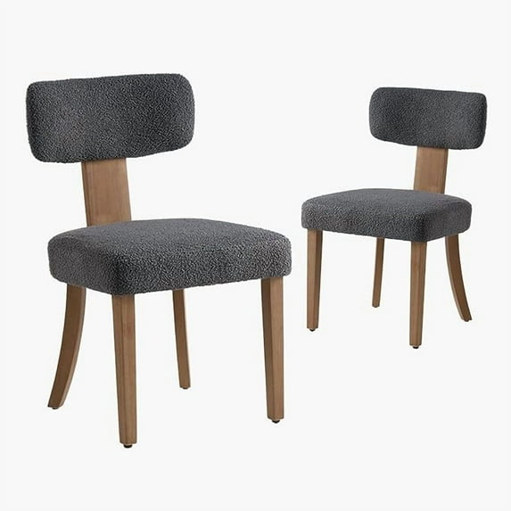 Merluxy Kitchen Chairs, Modern Boucle Chairs with Upholstered Curved Backrest & Seat, Hardwood Frame