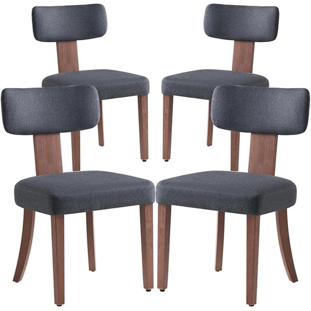 Kitchen Chairs Set of 2, Modern Boucle Chairs with Upholstered Curved Backrest & Seat, Hardwood Frame