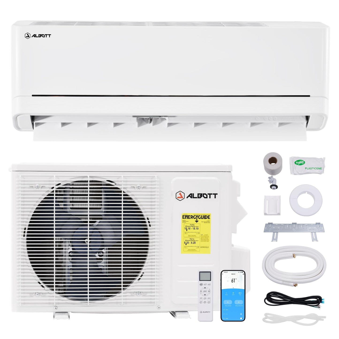 Merluxy Mini Split Air Conditioner and Heater, Inverttuer Energy-Efficient AC with Self-Cleaning