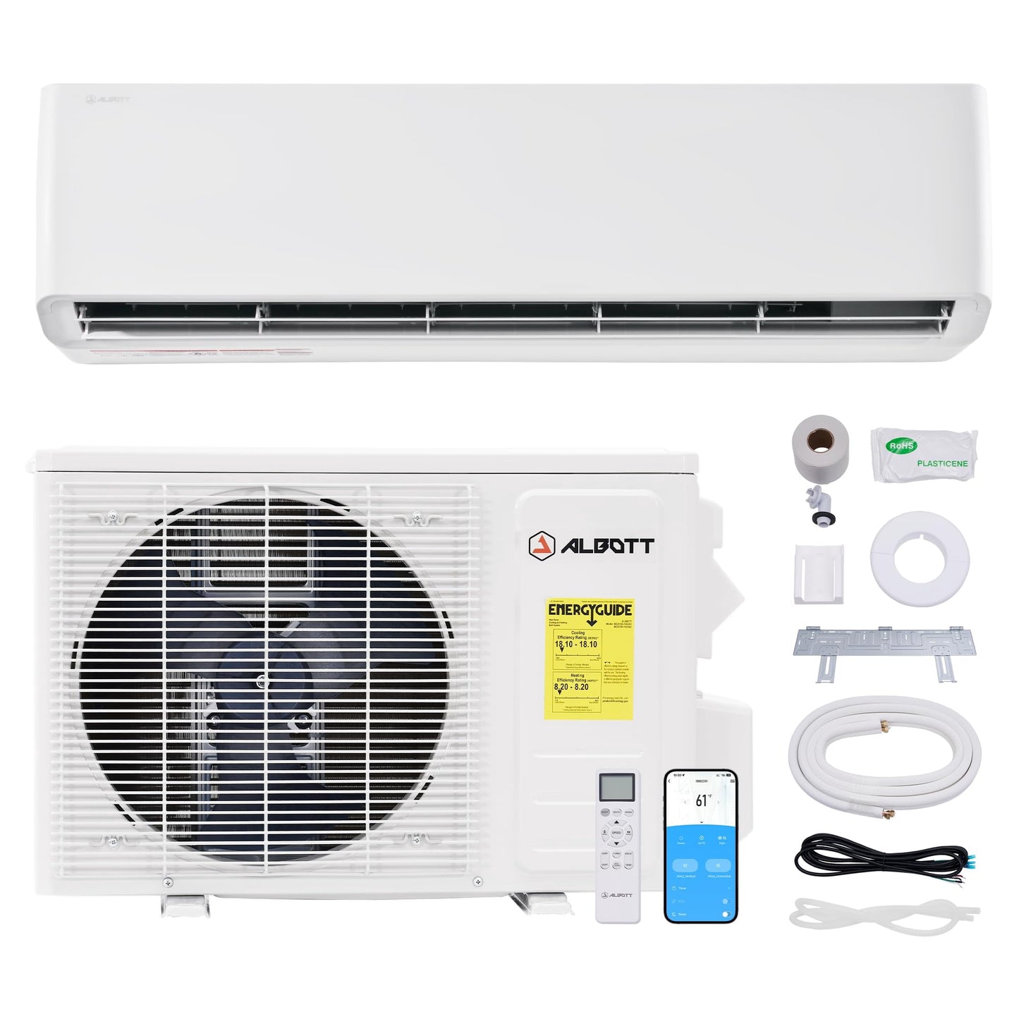 Merluxy Mini Split Air Conditioner and Heater, Inverttuer Energy-Efficient AC with Self-Cleaning