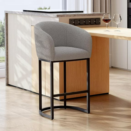 Merluxy Modern Bar Stools for Kitchen Counter, Boucle Chair with Arms and Footrest