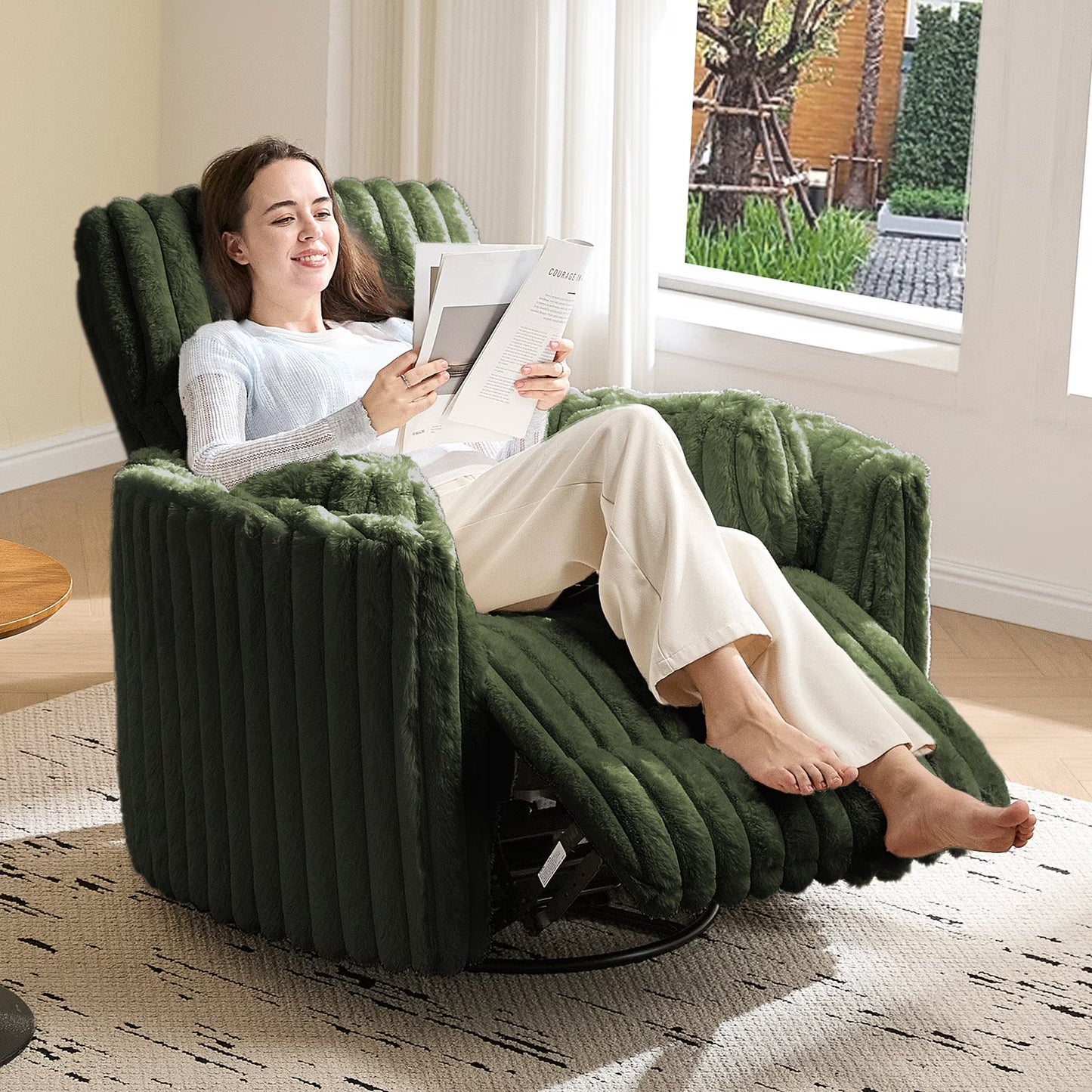 Merluxy Power Recliner Nursery Chair for Adults, Electric Swivel Rocking Glider with USB & Type-C for Living Room, Bedroom