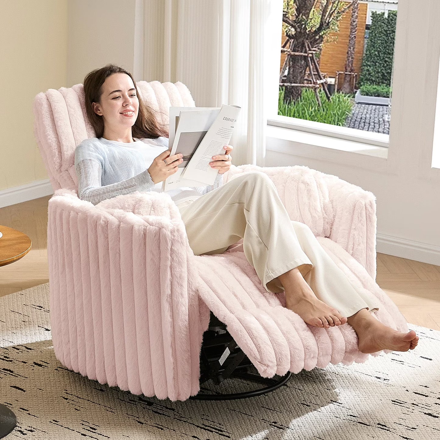Merluxy Power Recliner Nursery Chair for Adults, Electric Swivel Rocking Glider with USB & Type-C for Living Room, Bedroom