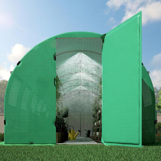 Jocisland Large Walk-in Greenhouse for Outdoors with Watering System Swing Door, Green