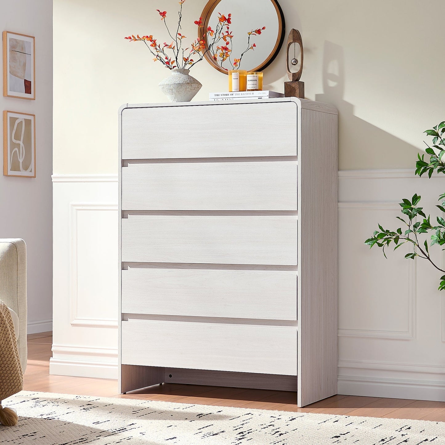 Papajet Dresser for Bedroom, 49" Long Modern Chest of Storage Drawers with Anti-Tip Kit, Wood Cabinet Organizer, Easy Assembly