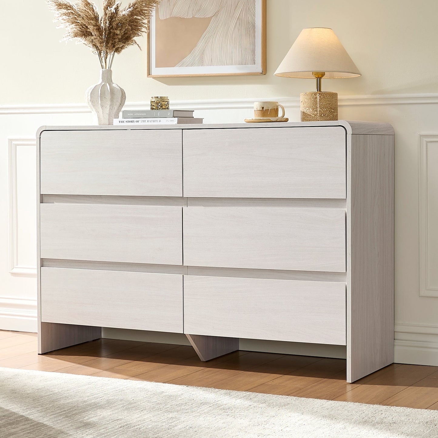 Papajet Dresser for Bedroom, 49" Long Modern Chest of Storage Drawers with Anti-Tip Kit, Wood Cabinet Organizer, Easy Assembly