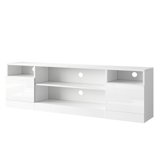 Papajet 70" Led TV Stand for TVs up to 80", Modern Entertainment Center with Storage Cabinets & Open Shelves, for Living Room