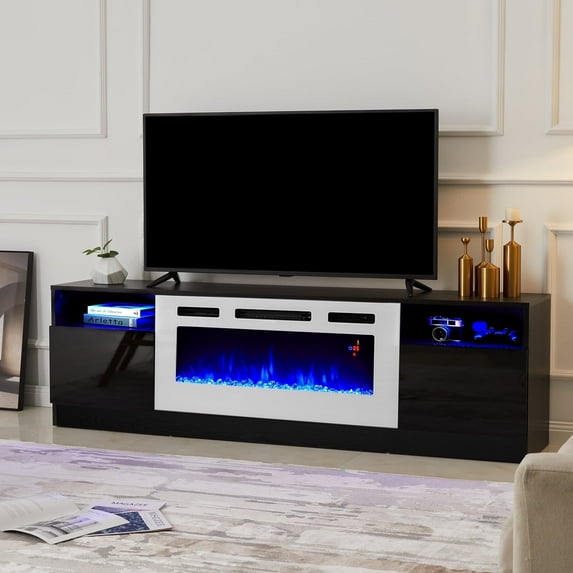 Papajet Fireplace TV Stand with 36" Electric Fireplace, LED Light Entertainment Center