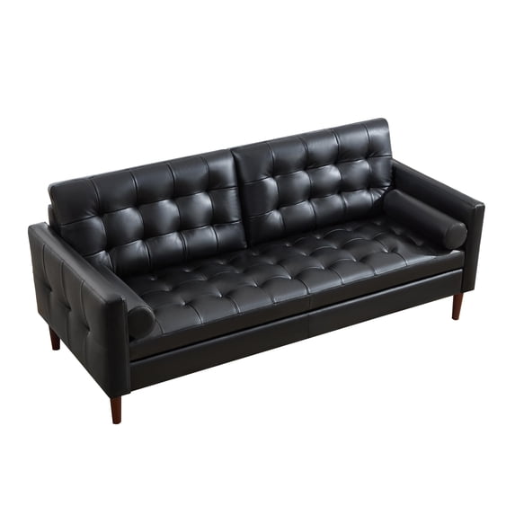 Papajet Modern Genuine Leather Sofa, Leather Sofa, 3 Seater Comfy Couch, Genuine Top Grain, for Home Office and Living Room