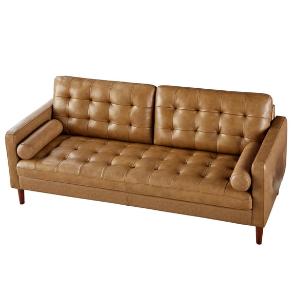 Papajet Modern Genuine Leather Sofa, Leather Sofa, 3 Seater Comfy Couch, Genuine Top Grain, for Home Office and Living Room