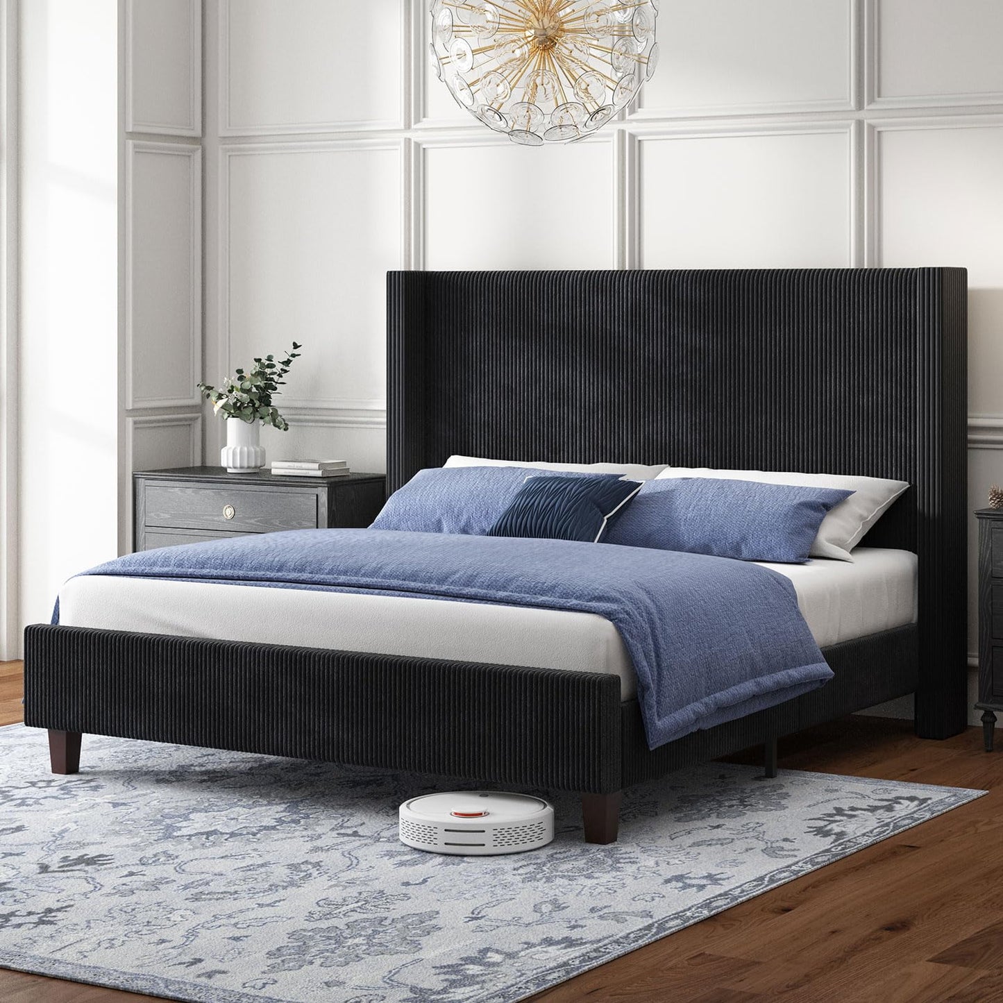 Papajet Upholstered Platform Bed Frame, Wingback Bed with 50.8" Headboard