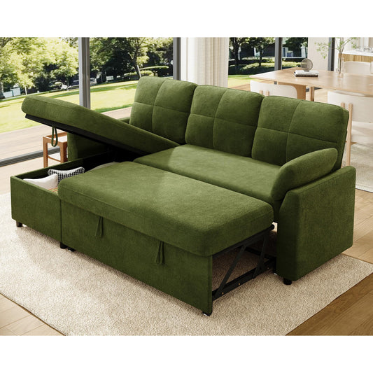 Papajet Sofa Bed, Sleeper Sofa with Storage Chaise, Convertible Couch Bed with Pull Out Couch, l Shaped for Living Room