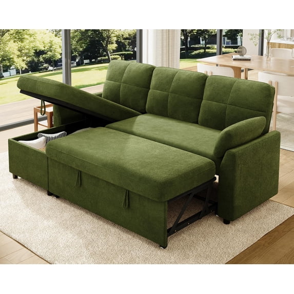 Papajet Sofa Bed, Sleeper Sofa with Storage Chaise, Convertible Couch Bed with Pull Out Couch, L Shaped for Living Room
