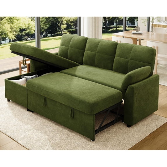 Papajet Sofa Bed, Sleeper Sofa with Storage Chaise, Convertible Couch Bed with Pull Out Couch, L Shaped for Living Room