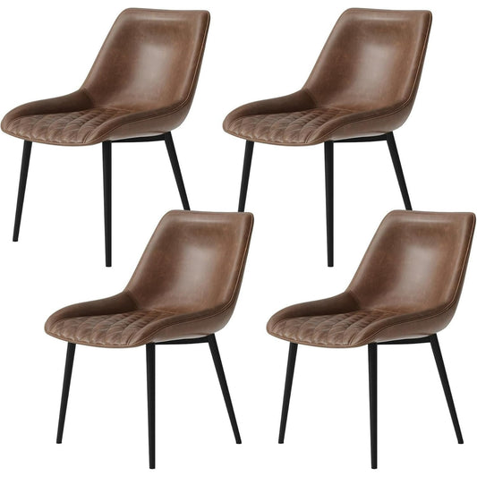 Papajet Upholstered Faux Leather Dining Chairs, Mid-Century Modern Kitchen & Dining Room Chairs with Curved Backrest & Padded Seat