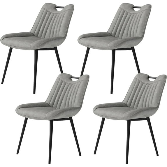 Papajet Upholstered Faux Leather Dining Chairs, Mid-Century Modern Kitchen & Dining Room Chairs with Curved Backrest & Padded Seat