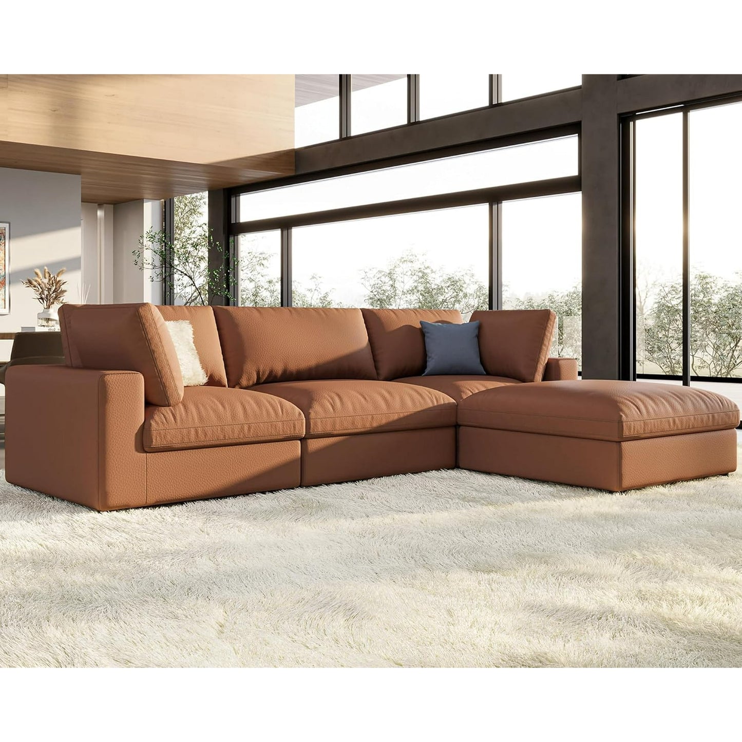 Roomy Homy Oversized Modular Sectional Sofa, U Shaped Cloud Couch with Chaise, Ottoman for Living Room