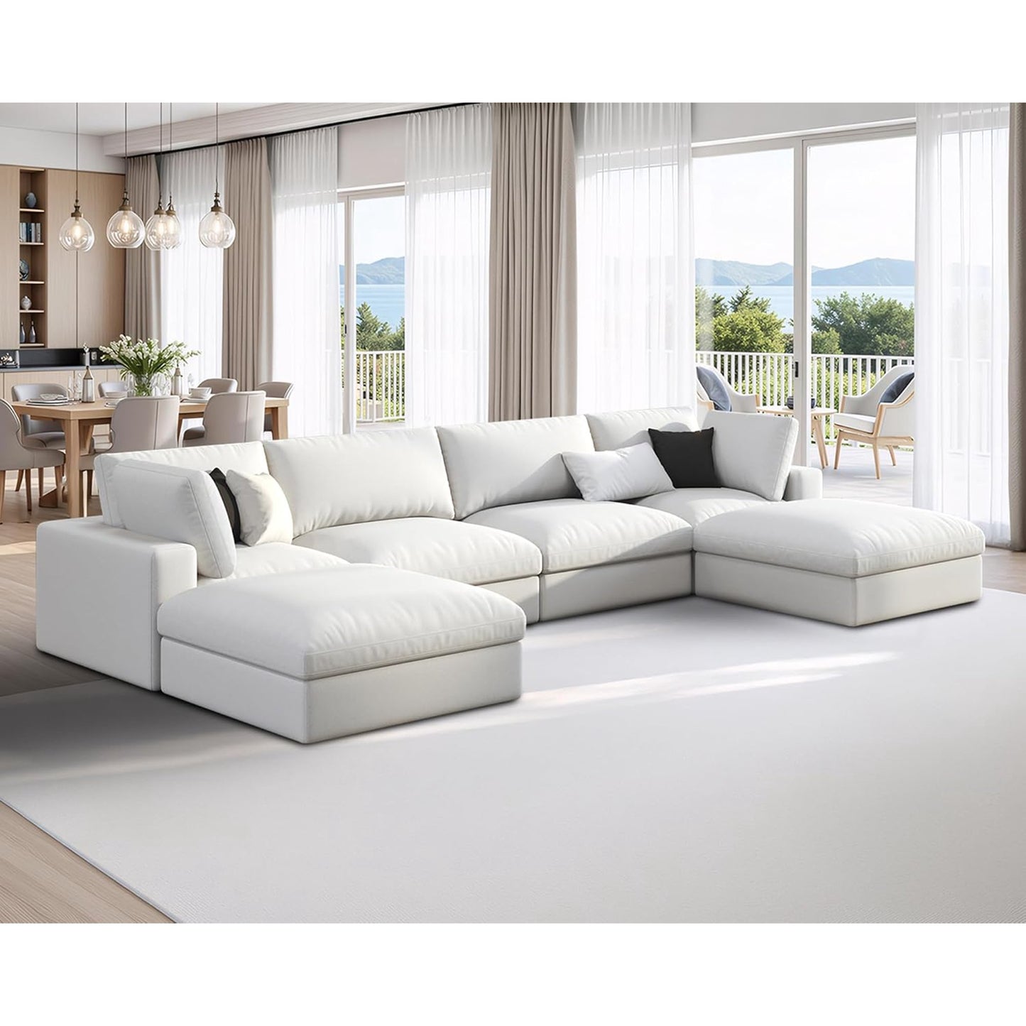 Roomy Homy Oversized Modular Sectional Sofa, U Shaped Cloud Couch with Chaise, Ottoman for Living Room