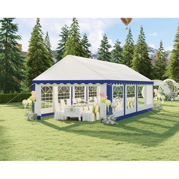 VANACC Large Outdoor Event Shelter, Wedding Party Tent with Sidewall Windows & 2 Side doors, Heavy Duty Canopy Gazebo Tent for Garden Patio Carport
