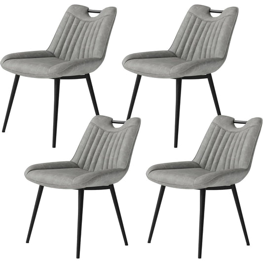 VANACC Upholstered Faux Leather Dining Chairs Set of 4, Mid-Century Modern Kitchen & Dining Room Chairs with Curved Backrest & Padded Seat