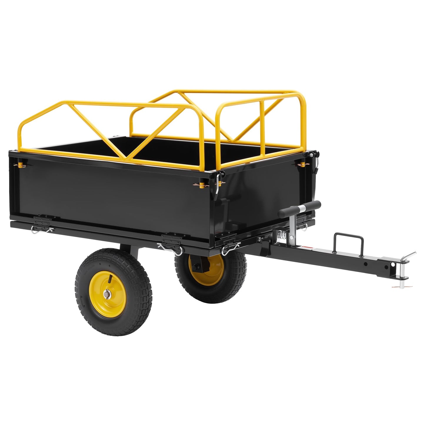 VanAcc Garden Utility Trailer, 500lbs 12 Cu.ft Atv Utv Trailer Tow Behind Dump Cart with Removable Sides, Outdoor Lawn Mower Cart for Tractor