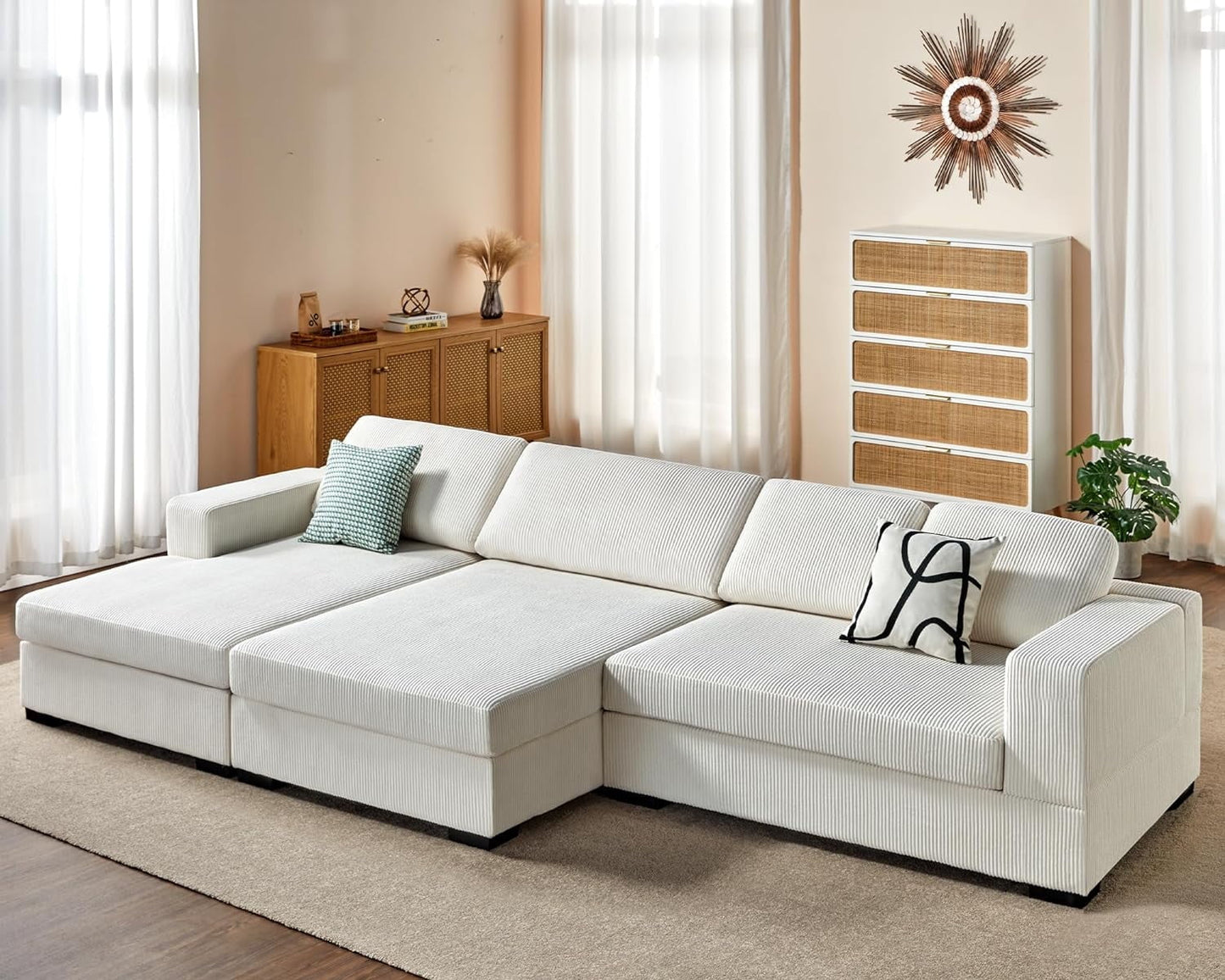 VANACC Oversized Sofa, Comfy Couch with Left Chaise for Living Room
