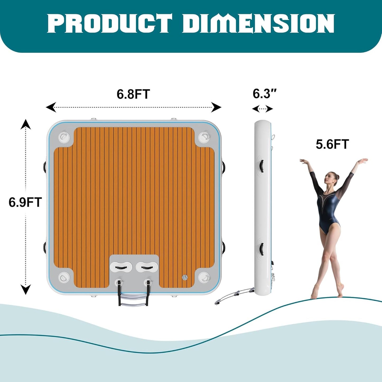 Jocisland 7×7FT Inflatable Floating Dock, Non-Slip EVA Air Dock Platform loating Island Raft with Rope Ladder for Pool Lake Beach Ocean