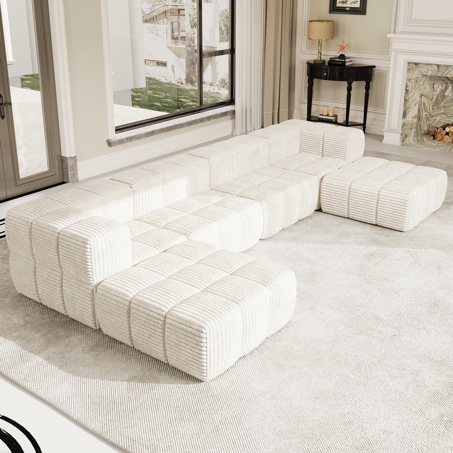 Compression Modular Sectional Sofa for Living Room,Oversized U Shaped Cloud Sofa Couch Reversible Chaise Sectional Couch,6 Seat Modular Sofa Set with 2 Corner Sectional