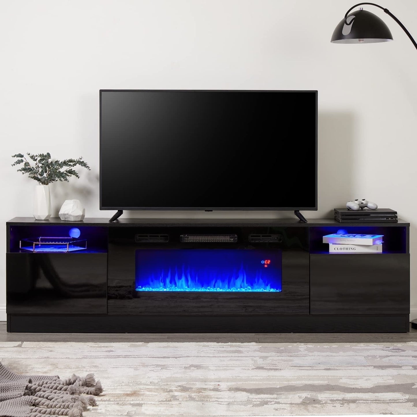 Papajet Fireplace TV Stand with 36" Electric Fireplace, LED Light Entertainment Center