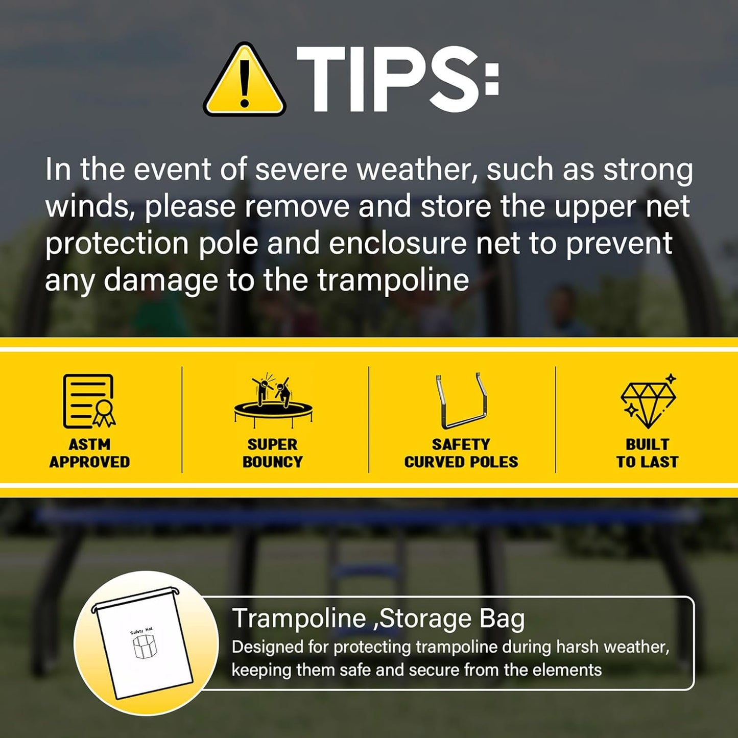 Jocisland 8FT Trampoline with Pop-up Quick Connector, Trampoline Outdoor with Enclosure and Ladder, ASTM Approval Trampoline for Kids and Adults
