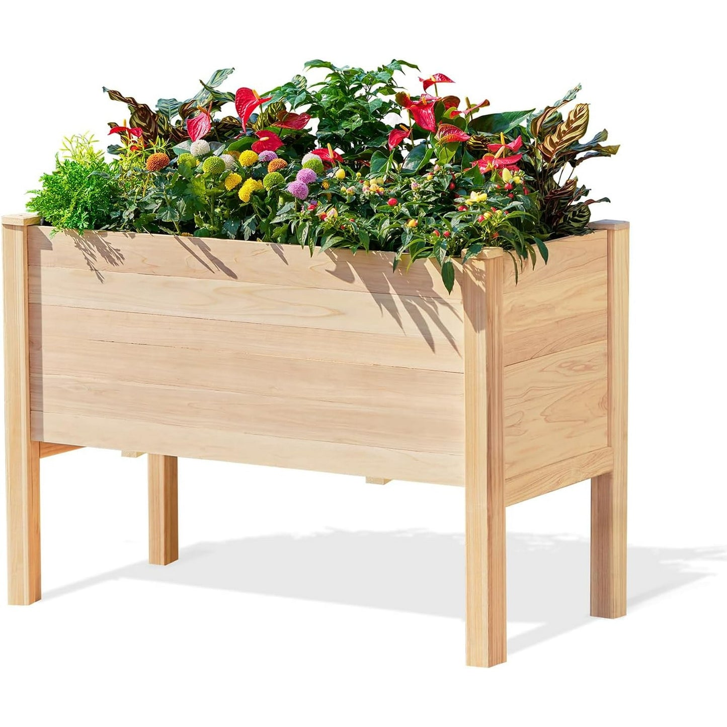 Jocisland 4x2 Ft Raised Garden Bed - Features Legs, Drainage Holes, Ideal for Vegetables, Flowers, Herbs, Elevated Wood Planter Box for Balcony, Patio, and Backyard, Easy Assembly Fir Wood