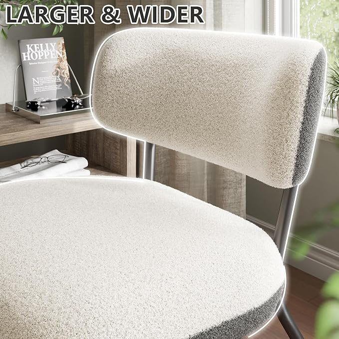 Modern Boucle Accent Chair, Color Contrast Upholstered Seat, Chair for Small Spaces, Chic Chair for Living Room, Bedroom, Vanity, Office, Reading Nook, White&Grey