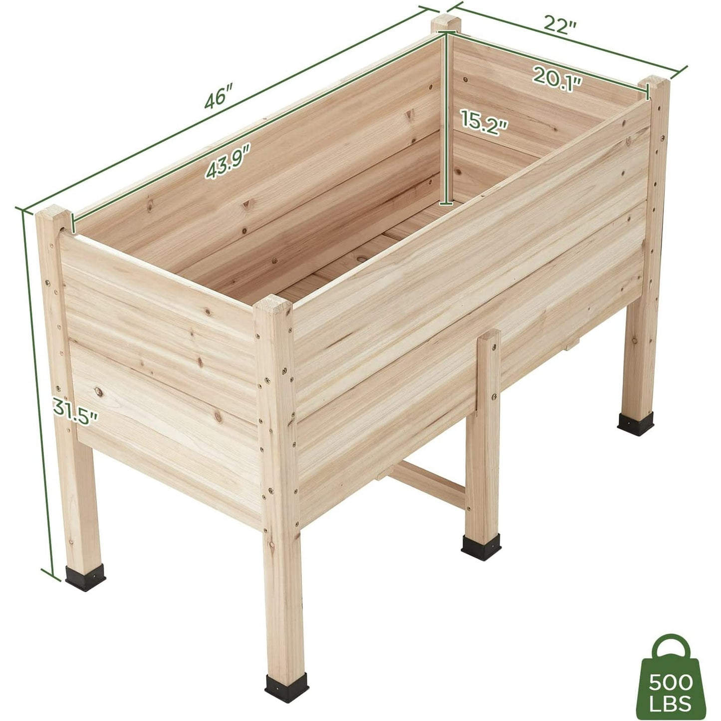 Jocisland 4x2FT Wooden Raised Garden Bed with Legs - 15 Inch Deep Elevated Planter Box Outdoors for Deep Rooted Plants, Ideal for Balcony, Patio, Easy Assembly