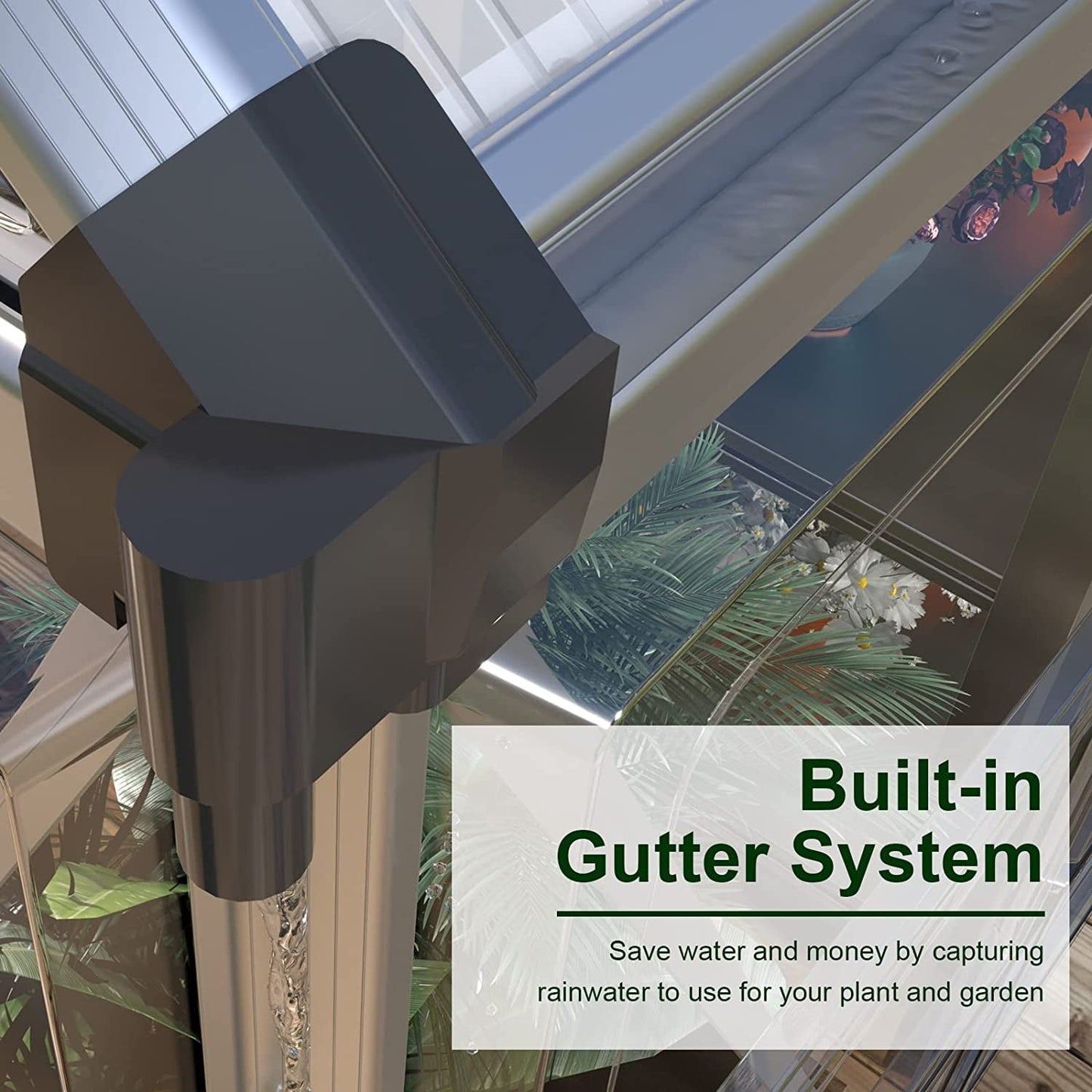 Jocisland 6x16 ft Polycarbonate Greenhouse with 4 Vent Window for Outdoor Garden Backyard, Silver