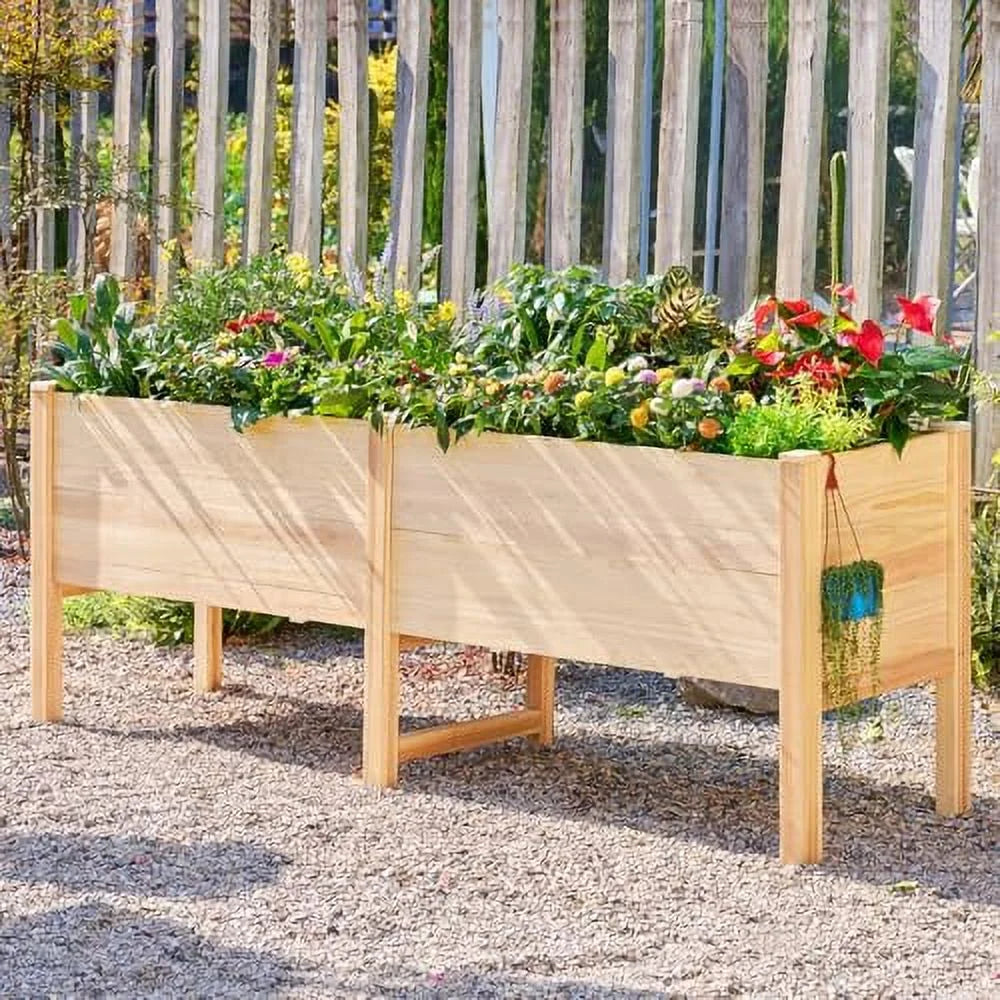 Jocisland 4x2 Ft Raised Garden Bed - Features Legs, Drainage Holes, Ideal for Vegetables, Flowers, Herbs, Elevated Wood Planter Box for Balcony, Patio, and Backyard, Easy Assembly Fir Wood